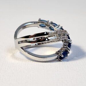 NIB 14K/925 London Blue Topaz & Zircon Twist Ring Sz 8